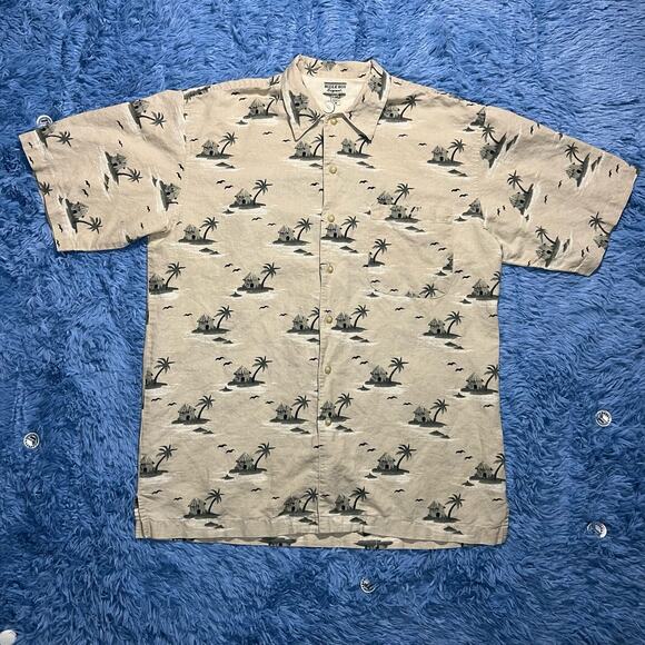 Bugle Boy Button Up Collard Shirt Size Medium Mens Retro Hawaiian Summer Y2K - Picture 1 of 9